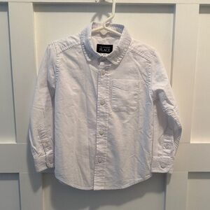 NWT The Children's Place White Button-Down Shirt with Chest Pocket SIZE 3T